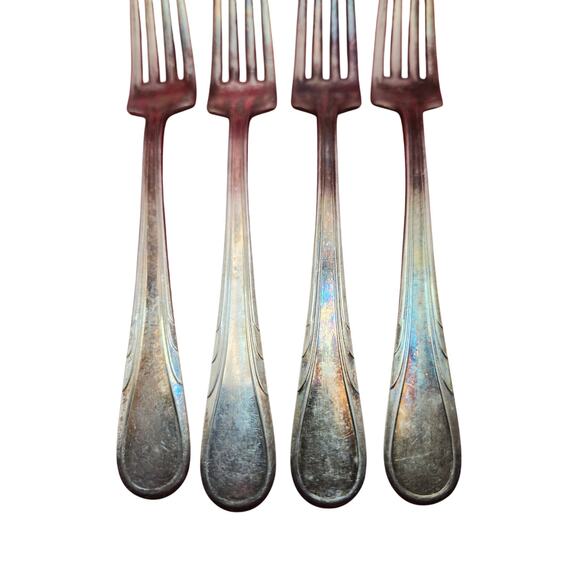 International Silver Argyle 1938 Silverplate Dinner Forks 7.5” Lot of 4 Vintage - Picture 5 of 8